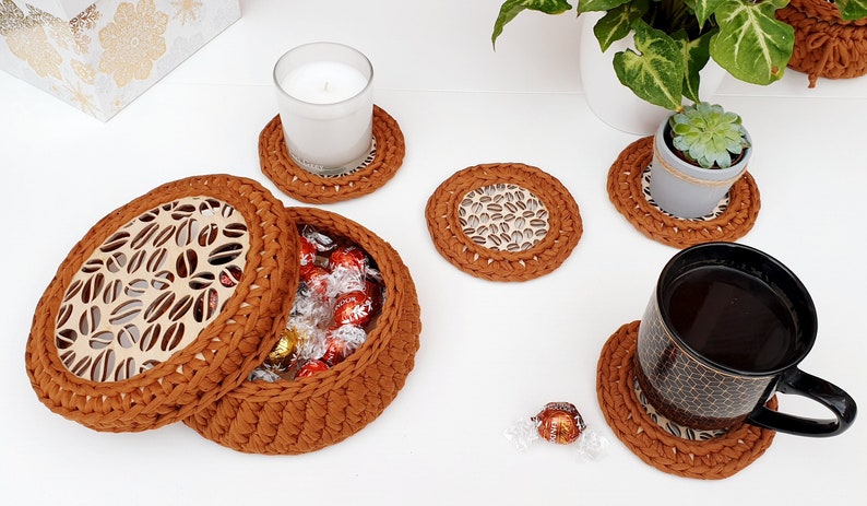 Wooden base Coffee Beans Design