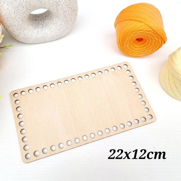 Middle rectangular wooden base for crochet basket