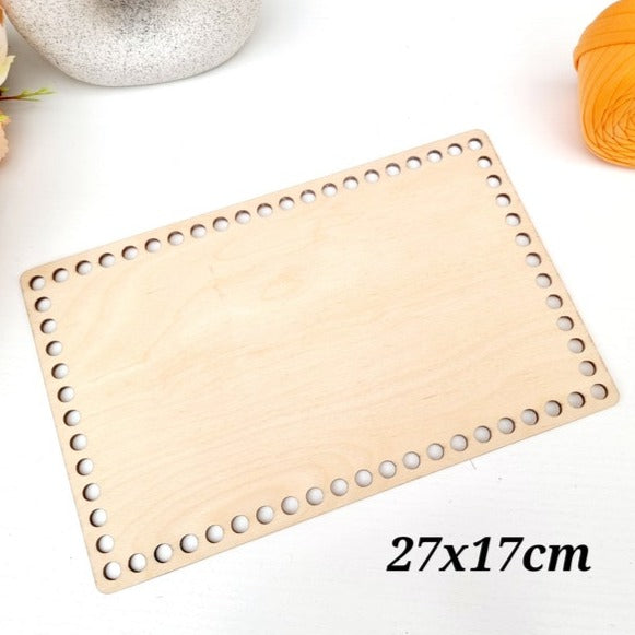 Middle rectangular wooden base for crochet basket