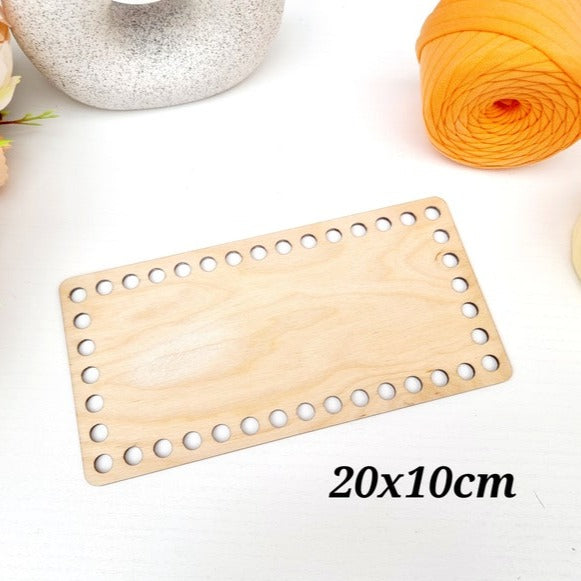 Middle rectangular wooden base for crochet basket