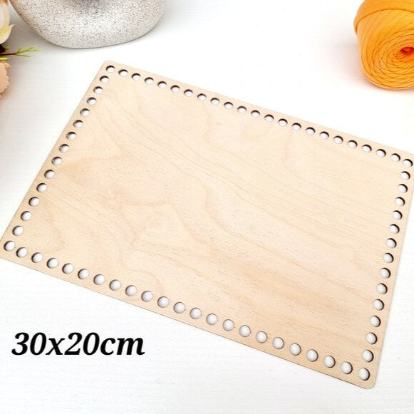 Middle rectangular wooden base for crochet basket