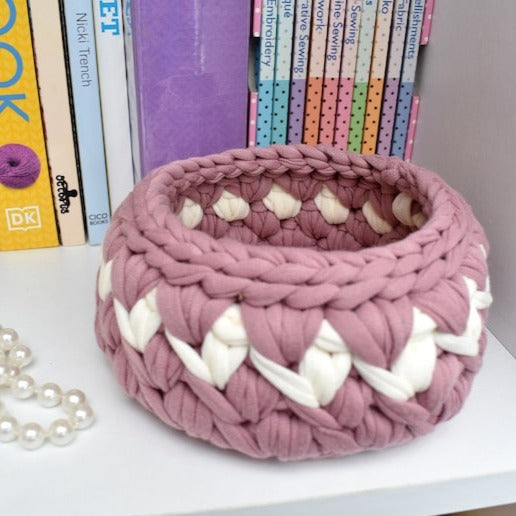 Jewellery storage crochet basket