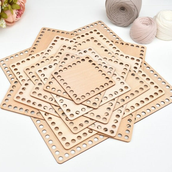Square Wooden Bases for crochet, coiled or Macrame basket