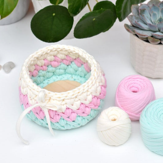 Pastels crochet basket
