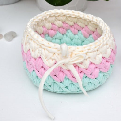 Pastels crochet basket