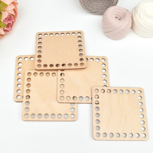 Square Wooden Bases for crochet, coiled or Macrame basket