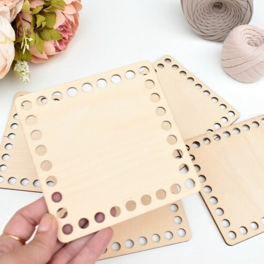 Square Wooden Bases for crochet, coiled or Macrame basket