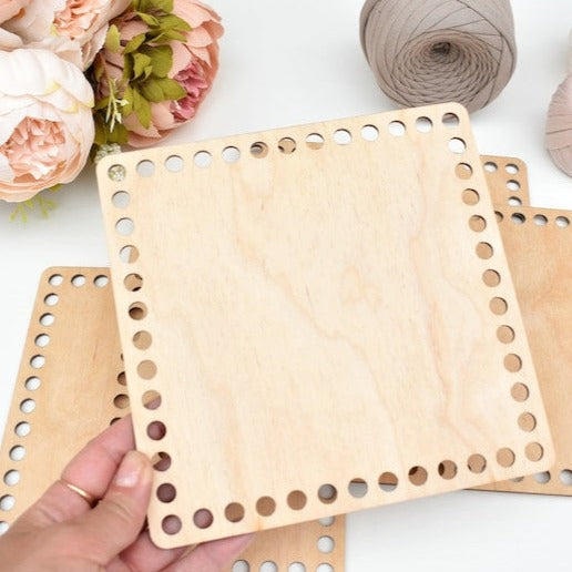 Square Wooden Bases for crochet, coiled or Macrame basket