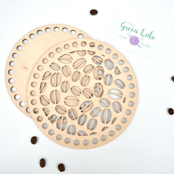 Wooden Top & Bottom Coffee Bean Design