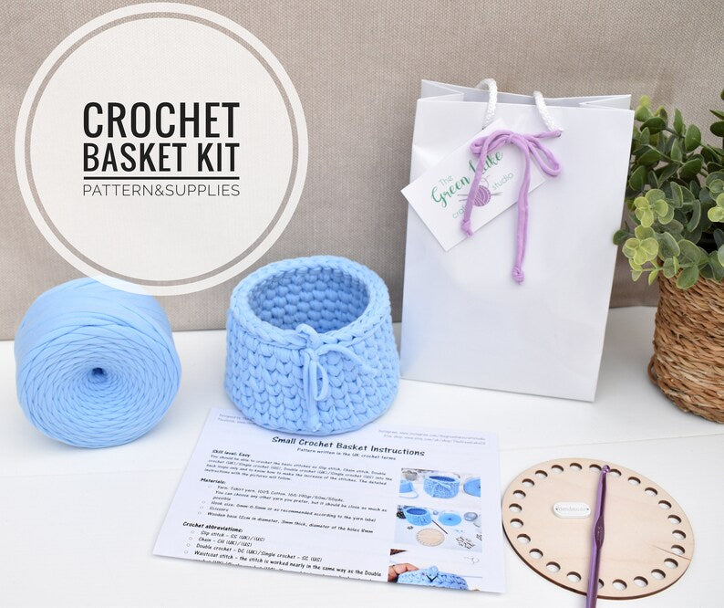 Small Crochet Basket Kit- Waistcoat Stitch